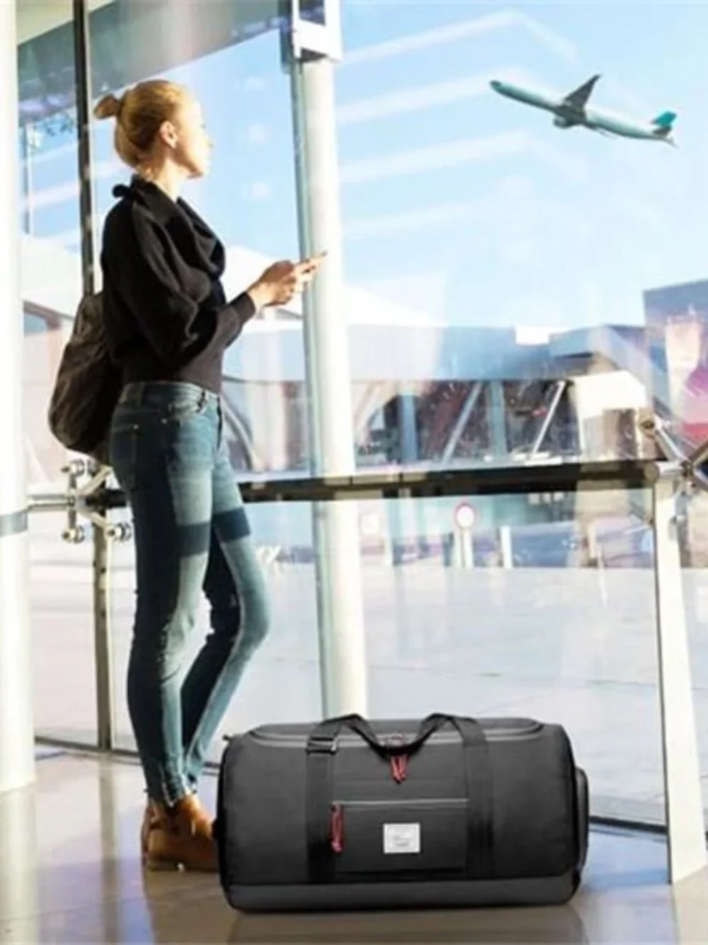 Mens Gym Duffel Bag 65L Travel Bag Shoe Compartment Waterproof Weekender Bag